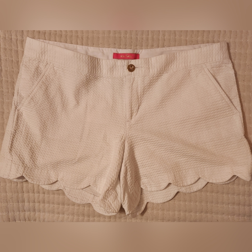 Lilly Pulitzer White Buttercup Scalloped Shorts